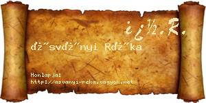 Ásványi Réka névjegykártya