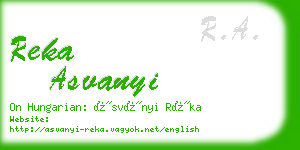 reka asvanyi business card